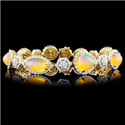 14K Gold 12.08ctw Opal & 3.08ctw Diamond Bracelet