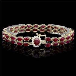 `14k Gold 24.5ct Ruby 0.40ct Diamond Bracelet