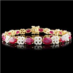 14K Gold 15.14ct Ruby & 1.74ctw Diamond Bracelet