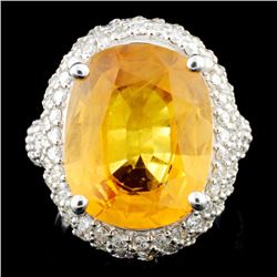 14K Gold 10.91ct Sapphire & 2.40ctw Diamond Ring