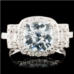 14K Gold 2.04ct Aquamarine & 0.80ctw Diamond Ring