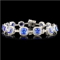 14K Gold 14.84ctw Tanzanite & 2.87ctw Diamond Brac