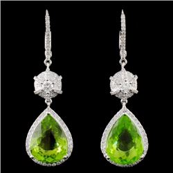 14K White Gold 10.13ct Peridot & 0.88ct Diamond Ea