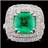 Image 1 : 14K White Gold 2.50ct Emerald & 1.26ct Diamond Rin