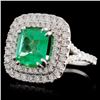 Image 2 : 14K White Gold 2.50ct Emerald & 1.26ct Diamond Rin