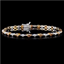 14K White Gold 2.12ctw Fancy Color Diamond Bracele