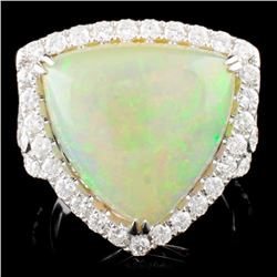 18K Gold 9.32ct Opal & 1.25ctw Diamond Ring