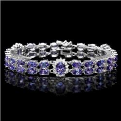 14K White Gold 23.45ct Tanzanite & 1.30ct Diamond