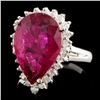Image 2 : 14K Gold 5.26ct Tourmaline & 0.35ctw Diamond Ring
