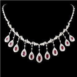 18K Gold 5.16ct Ruby & 3.40ctw Diamond Necklace