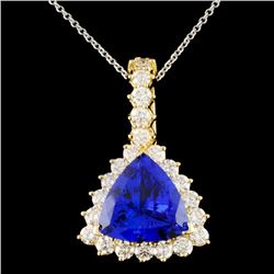 18K Gold 6.84ct Tanzanite & 1.96ctw Diamond Pendan