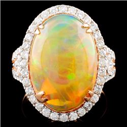 18K Gold 6.25ct Opal & 0.95ctw Diamond Ring