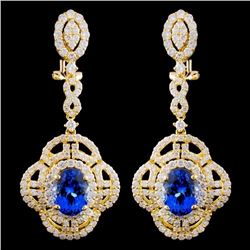 18K Gold 4.47ctw Tanzanite & 3.02ctw Diamond Earri