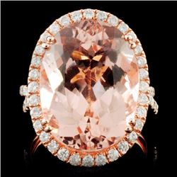 18K Rose Gold 11.21ct Morganite & 0.91ct Diamond R