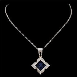 18K Two Tone 0.91ct Sapphire & 0.25ct Diamond Pend