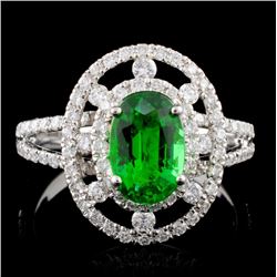 18K White Gold 1.19ct Tsavorite & 0.62ct Diamond R