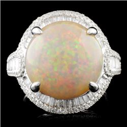 18K Gold 11.60ct Opal & 0.78ctw Diamond Ring