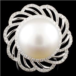 18K Gold 15.00MM Pearl & 1.02ctw Diamond Ring