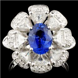 18K Gold 1.74ct Sapphire & 1.26ctw Diamond Ring