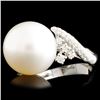 Image 2 : 18K Gold 15.00mm Pearl & 0.73ctw Diamond Ring