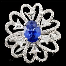 18K White Gold 1.49ct Sapphire & 1.41ct Diamond Ri