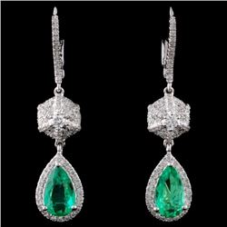 18K White Gold 1.51ct Emerald & 0.73ct Diamond Ear