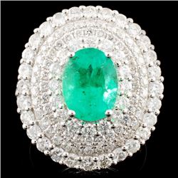 18K Gold 2.27ct Emerald & 2.40ctw Diamond Ring