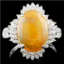 18K Gold 2.75ct Opal & 0.52ctw Diamond Ring