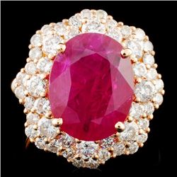 *GIA 18K Gold 5.67ct Ruby & 2.08ctw Diamond Ring