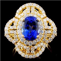 18K Y Gold 2.69ct Tanzanite & 1.72ct Diamond Ring