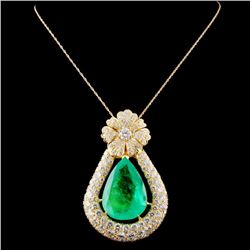 18K Gold 38.07ct Emerald & 15.00ctw Diamond Pendan