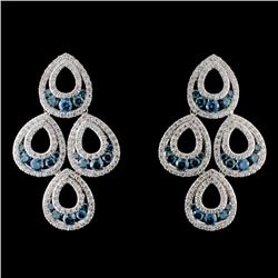 14K White Gold 4.42ctw Fancy Color Diamond Earring