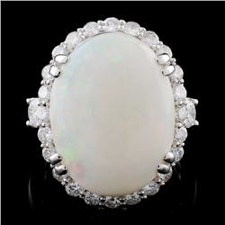 14K White Gold 4.89ct Opal & 1.05ctw Diamond Ring