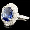 Image 2 : 18K Gold 5.60ct Sapphire & 1.44ctw Diamond Ring