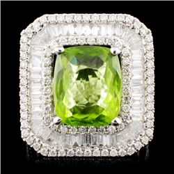 18K Gold 5.65ct Peridot & 1.73ctw Diamond Ring