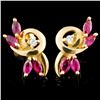 Image 1 : 14K Gold 1.06ctw Ruby & 0.05ctw Diamond Earrings