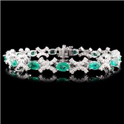 14K Gold 6.10ctw Emerald & 1.85ctw Diamond Bracele