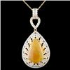 Image 2 : 18K Gold 7.28ct Opal & 1.88ctw Diamond Pendant