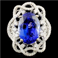 18K Gold 7.61ct Tanzanite & 0.96ctw Diamond Ring