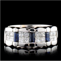 18K White Gold 0.62ct Sapphire & 0.71ct Diamond Ri