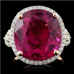 18K Rose Gold 10.36ct Tourmaline & 0.73ct Diamond