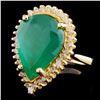Image 2 : 14K Gold 5.00ct Emerald & 0.25ctw Diamond Ring