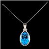 Image 2 : 14K Gold 27.54ct Blue Topaz & 0.55ctw Diamond Pend