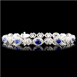 18K Gold 4.02ct Sapphire & 2.02ctw Diamond Bracele