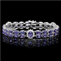 `14K White Gold 23.45ct Tanzanite & 1.30ct Diamond