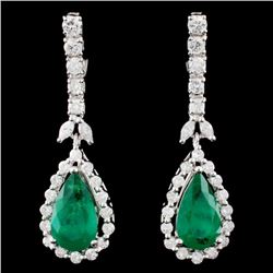 18K Gold 4.41ctw Emerald & 1.66ctw Diamond Earring