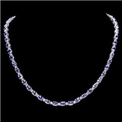 `14k W Gold 23ct Tanzanite 1.25ct Diamond Necklace