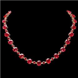 `14k Gold 66.5ct Ruby 2ct Diamond Necklace