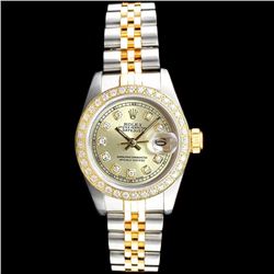 Rolex DateJust 18K/SS 1.00ct Diamond Ladies Watch