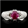 Image 1 : 14K White Gold 1.03ct Ruby & 1.12ct Diamond Ring